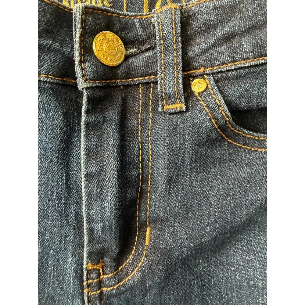 Kate Spade New York Girls Dark Wash Skinny Jeans Gold Spade Size 10